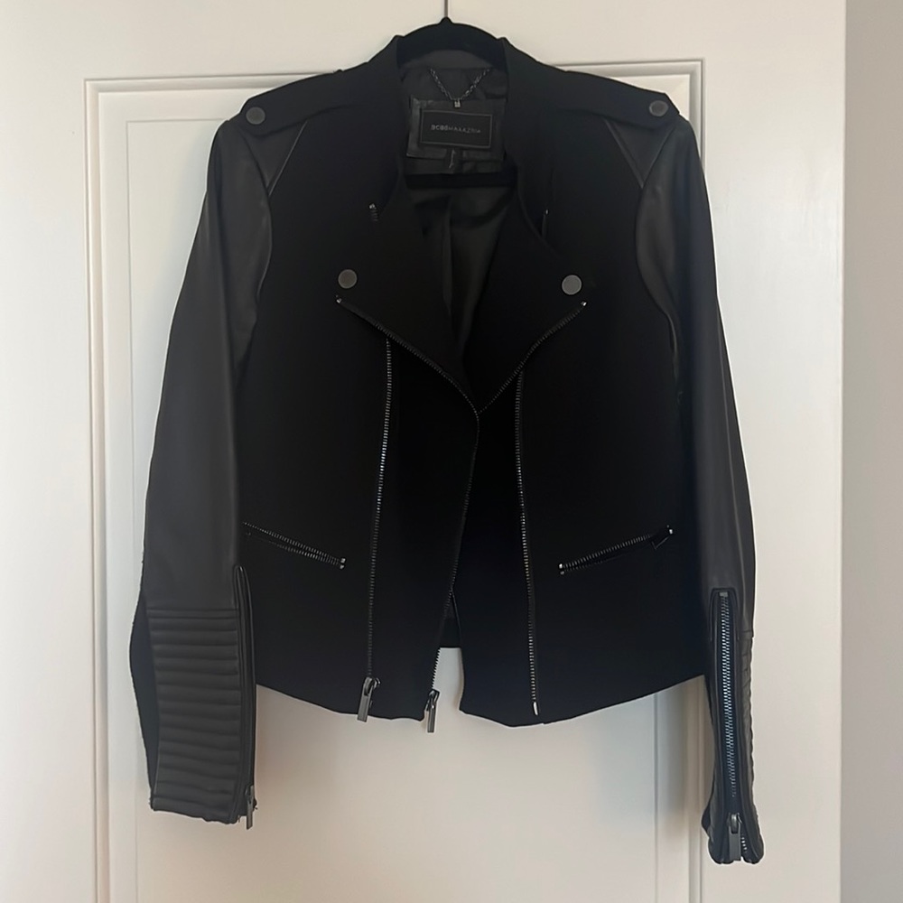 Like new BCBGMAXAZRIA mixed media leather jacket